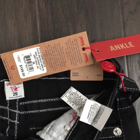 NWT True Religion Super Skinny Ankle Black Jeans👖 - Picture 2 of 4